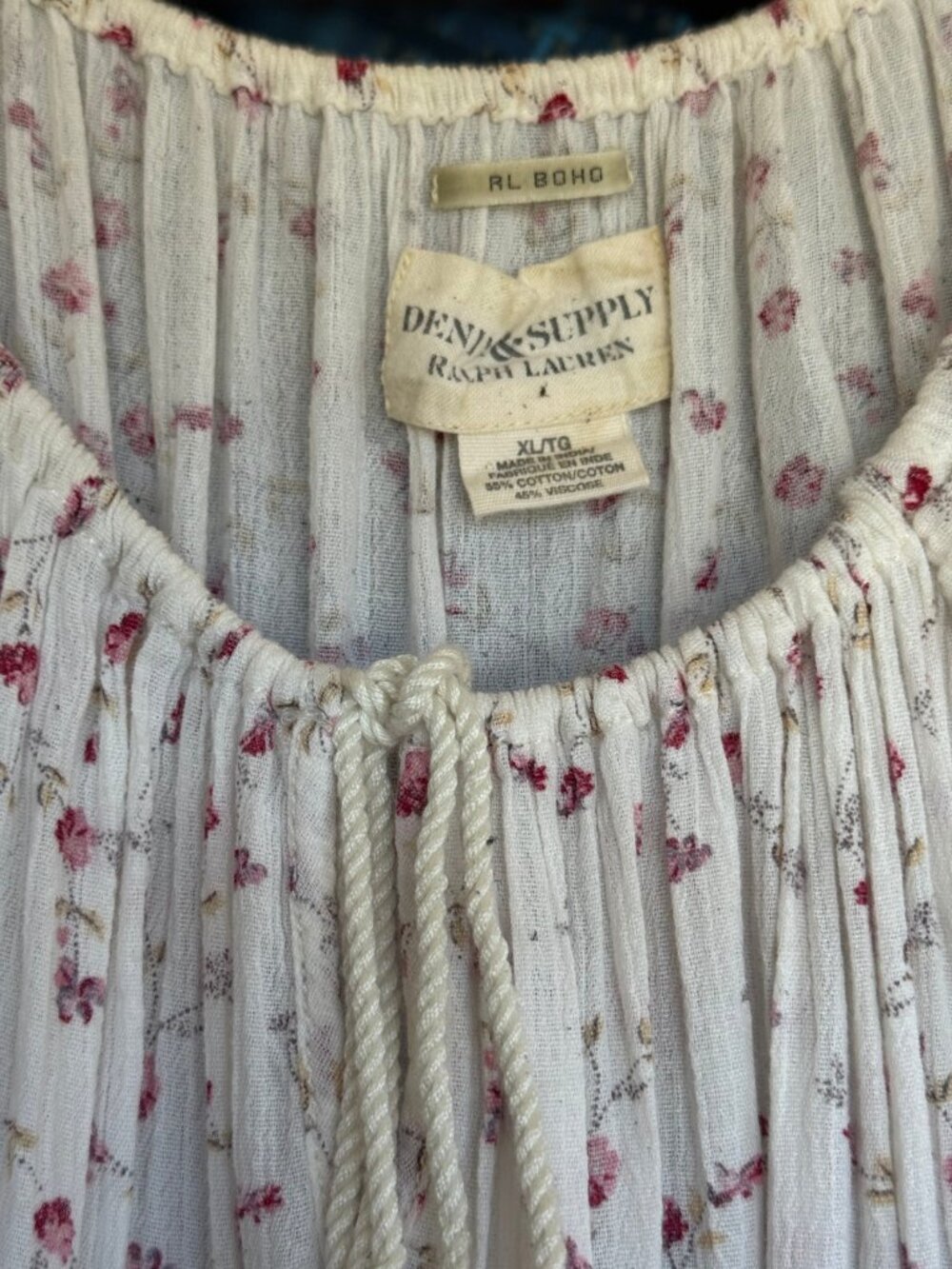 Denim & Supply Ralph Lauren RL Boho Floral Peasant Top XL - Picture 11 of 14
